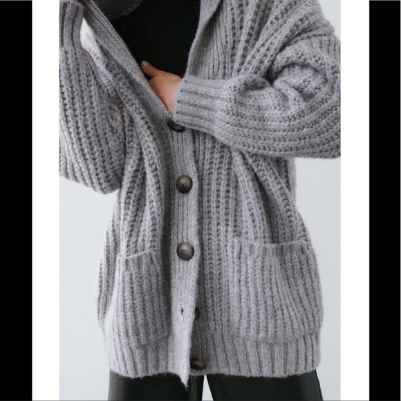 ZARA OVERSIZED KNIT CARDIGAN WITH POCKETS | SIZE: S | NWT - Picture 8 of 9